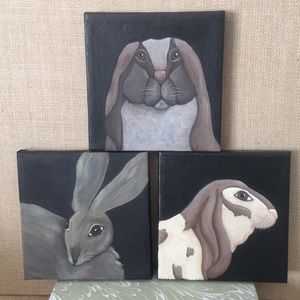 Original acrylic paintings/bunnies/5x5/Unframed